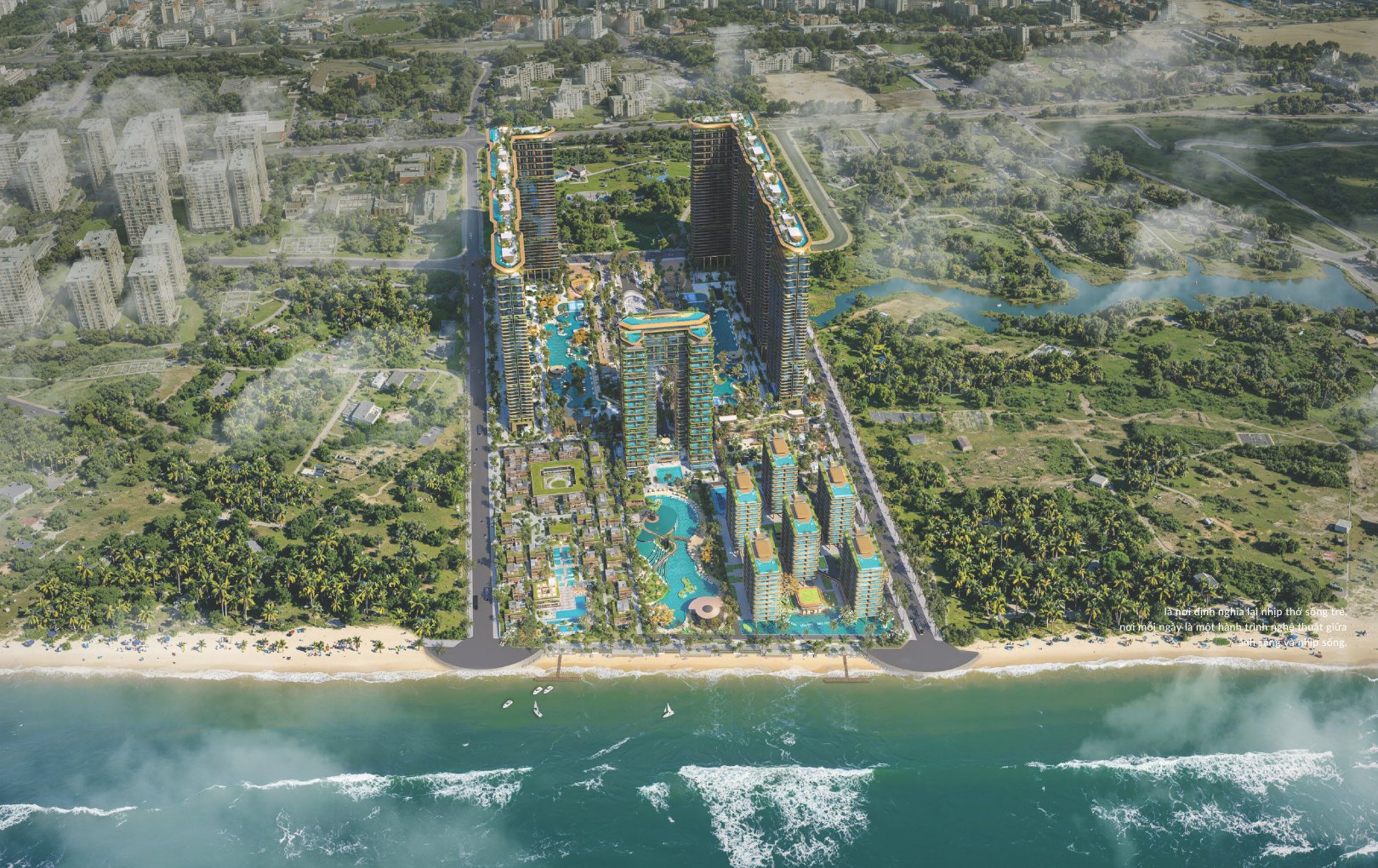 Phối cảnh chi tiết kiến trúc hiện đại tại Sunshine Bay Retreat Vũng Tàu