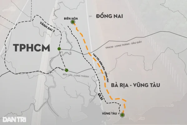 Minh họa kết nối giao thông cao tốc Biên Hòa Vũng Tàu