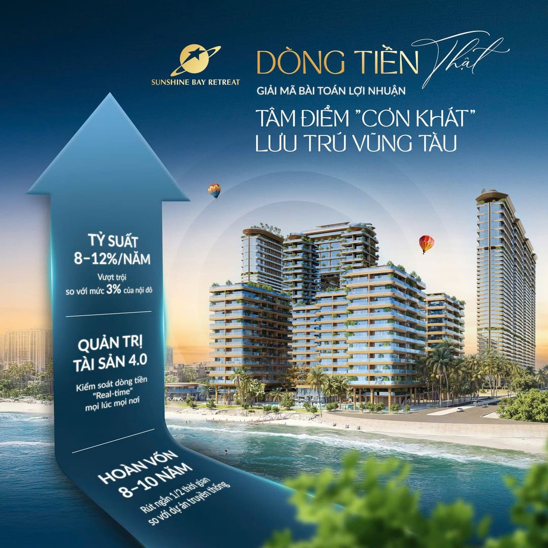 Dòng tiền thật và giải mã bài toán lợi nhuận tại tâm điểm cơn khát lưu trú Vũng Tàu của dự án Sunshine Bay Retreat