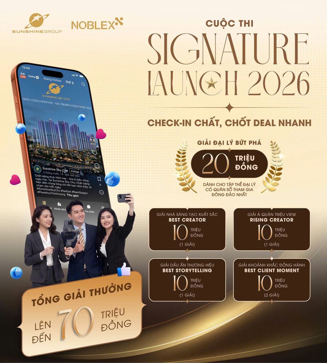 Poster chính thức công bố cơ cấu giải thưởng cuộc thi Signature Launch 2026 tổng giá trị 70 triệu đồng