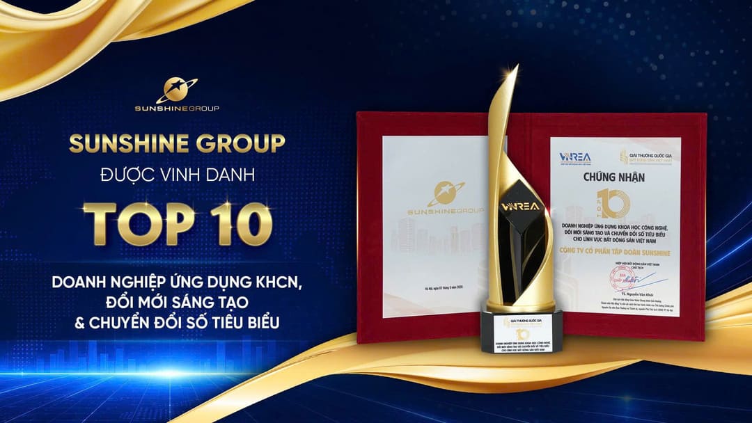 Sunshine Group nhận giải Top 10 Doanh nghiệp ứng dụng công nghệ và chuyển đổi số tiêu biểu