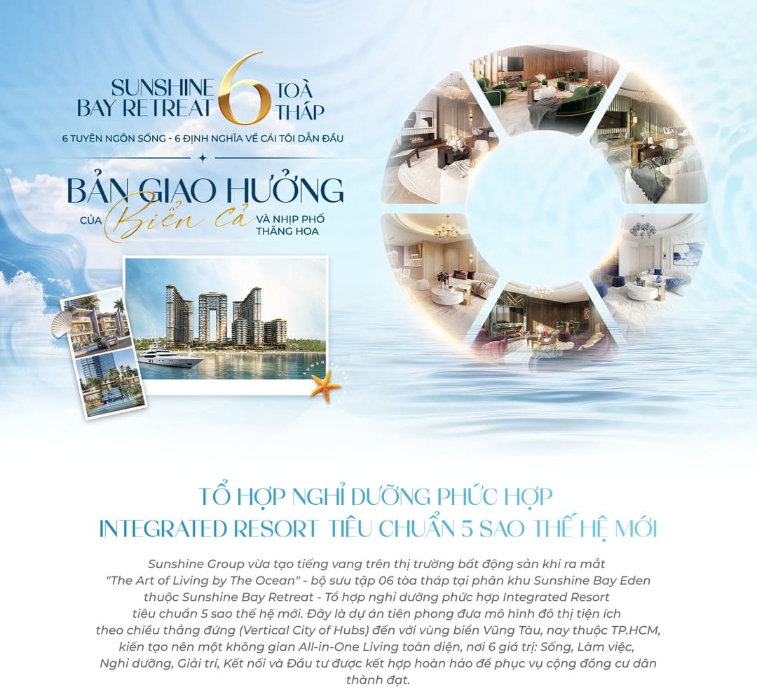 Phối cảnh 6 tòa tháp độc bản tại dự án Sunshine Bay Retreat