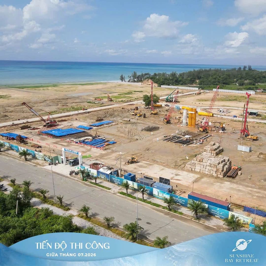 Tổng quan công trường thi công Sunshine Bay Retreat Vũng Tàu giữa tháng 7/2026