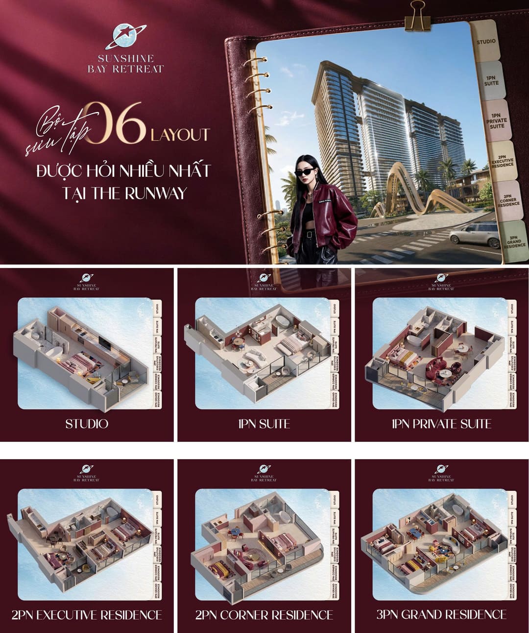 Bộ sưu tập 6 layout căn hộ hot nhất The Runway Sunshine Bay Retreat