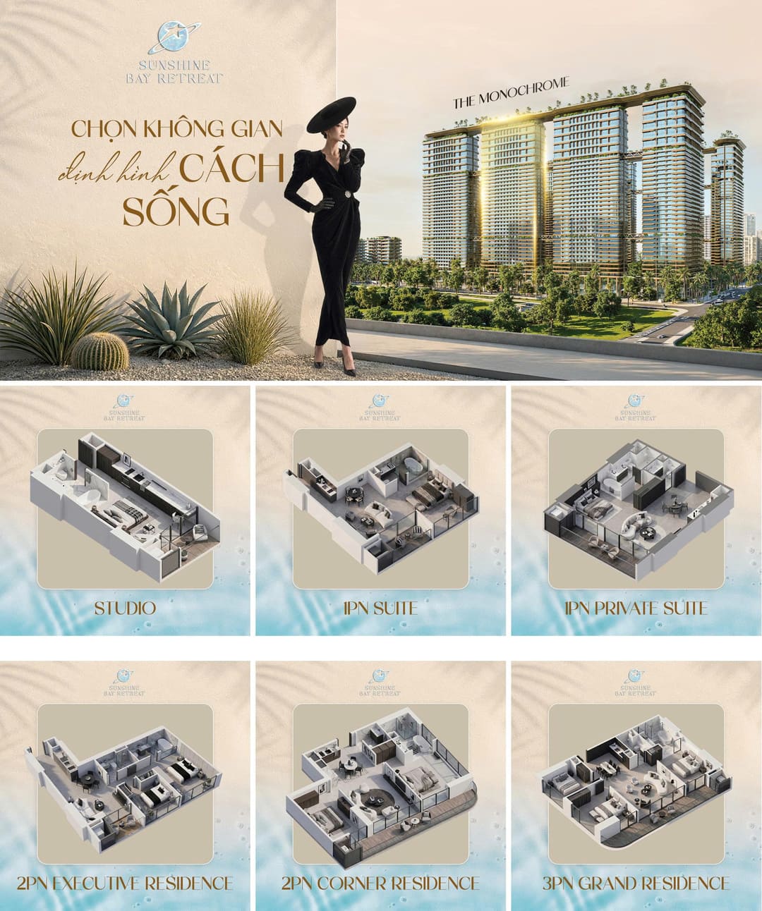 Phối cảnh căn hộ The Monochrome tại Sunshine Bay Retreat đỉnh cao sống sang